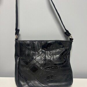 Viata Milano Faux Leather Black Patch Crossbody